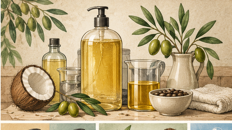 Liquid Castile soap with oils, lather and soap-making ingredients