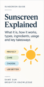 Sunscreen explained including SPF, sunscreen types, ingredients and how to choose