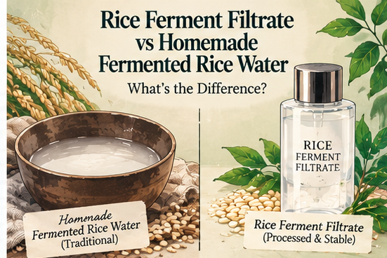 Rice ferment filtrate compared with homemade fermented rice water for skincare