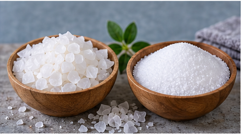 Magnesium chloride flakes compared with Epsom salt