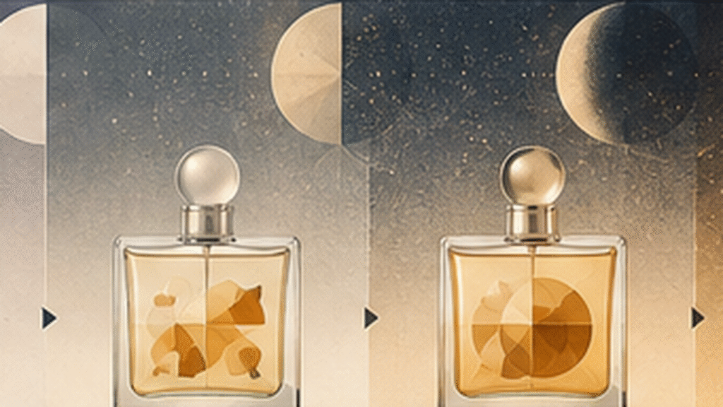 Perfume changing after resting shown through gradually developing geometric fragrance forms