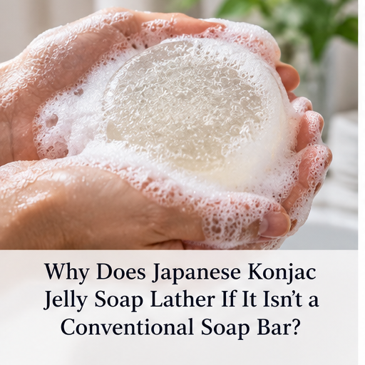 Japanese konjac jelly soap producing a rich lather