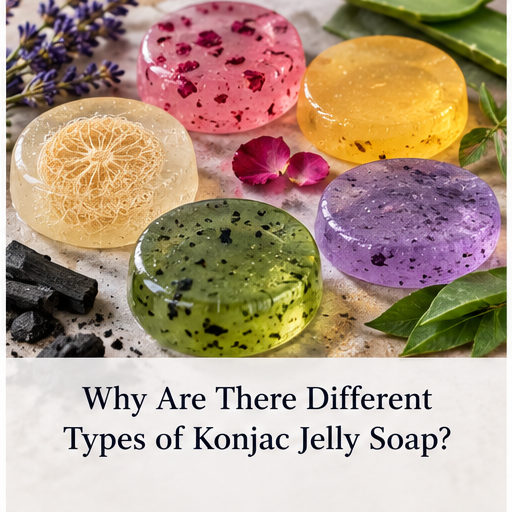 Different types of Japanese konjac jelly soap for different skin-care purposes