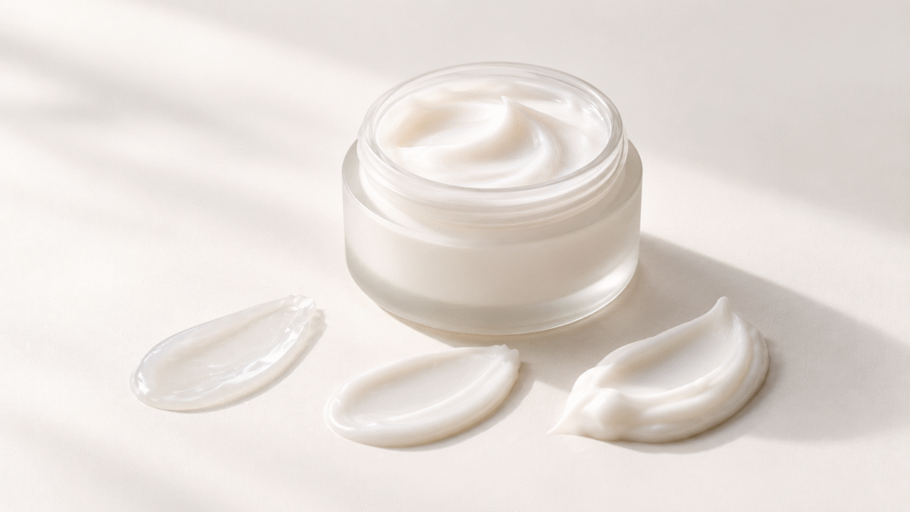 Body yogurt and body butter textures showing lighter and richer skin feel