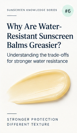 Water-resistant sunscreen balm showing its richer texture and visible white cast