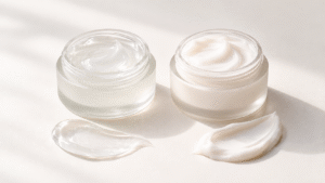 Gel-like and creamy body yogurt textures shown side by side