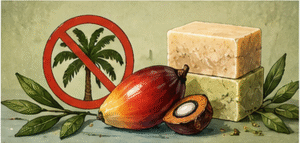 Palm-free cold process soap and soap-making ingredients