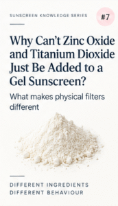 Zinc oxide and titanium dioxide in water-based gel sunscreen and ingredient compatibility