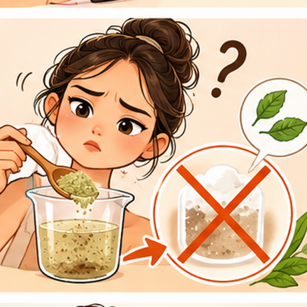 Illustration showing herbal powder settling in a liquid face wash