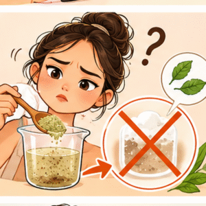 Illustration showing herbal powder settling in a liquid face wash