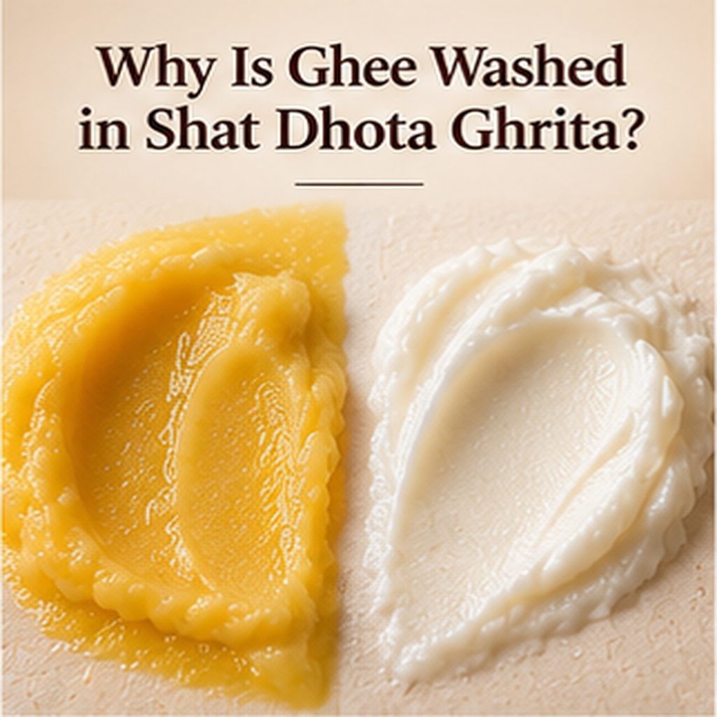 100 times washed ghee showing the cream-like texture of Shat Dhota Ghrita
