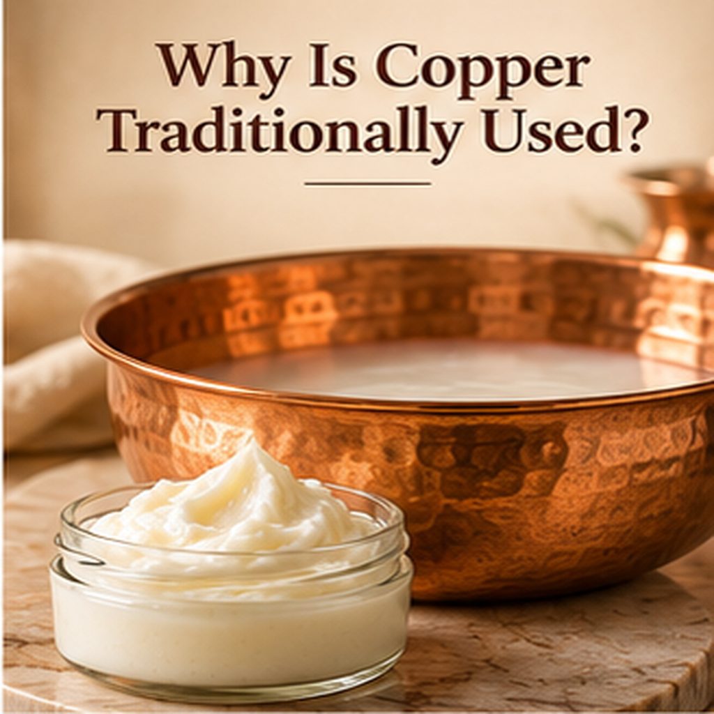 opper vessel traditionally used for preparing Shat Dhota Ghrita or 100 times washed ghee