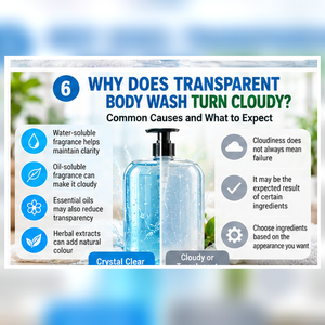Transparent body wash compared with cloudy and translucent body wash