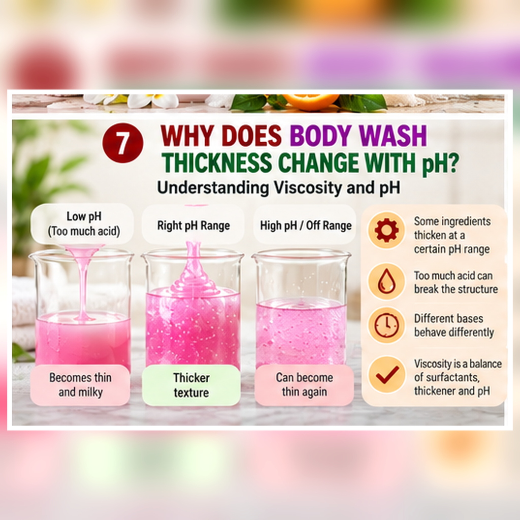 Body wash showing changes in thickness during pH adjustment